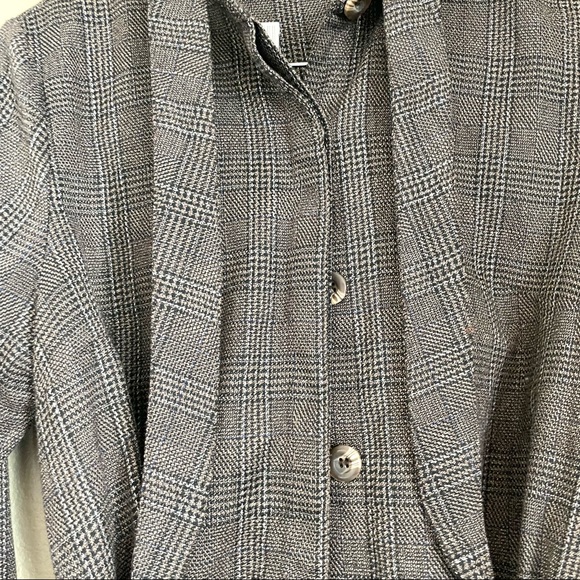 ELVI Dress Brown Micro Plaid Houndstooth Shirt Tunic Shacket Academia 8 - Picture 4 of 9